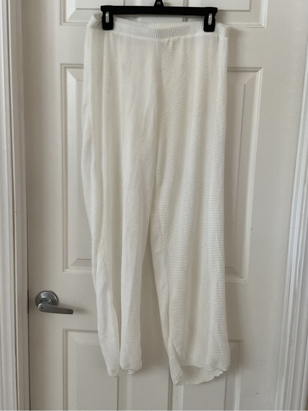 Women’s White Knit Swim Coverup Pants - Picture 3 of 4